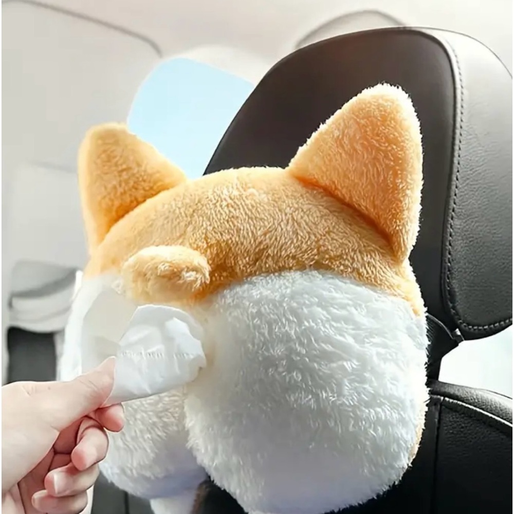 Corgi Car Tissue Holder BRAND NEW!! Super Soft and very funny!!!